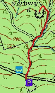 Wanderweg zu den Resten der Warburg