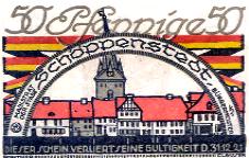Notgeld von 1921. Die Serie bestand aus 10 Scheinen  50 Pfennig.